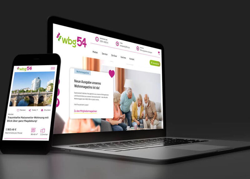 Multidevice-Vorschau der WBG 1954 – realisierte Webdesign-Referenz mit CMS