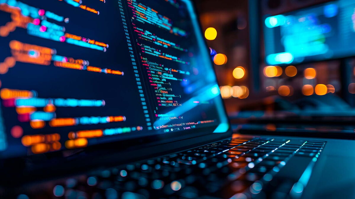 Quellcode auf Laptop – symbolisch für moderne Webentwicklung